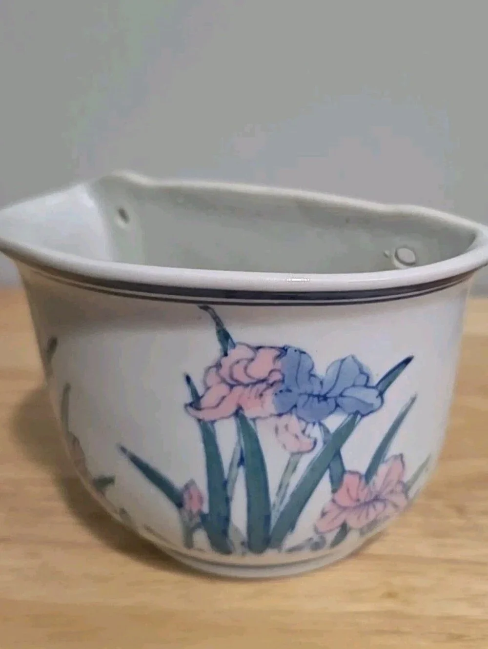 Vintage Floral Porcelain Wall Planter Pot
